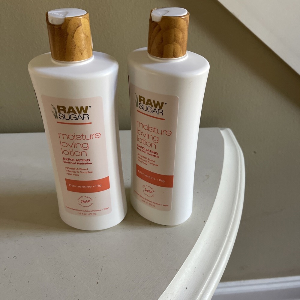 2x Raw Sugar Clementine & Fig Exfoliating Body Lotion 16 oz NEW Cold Press Tech